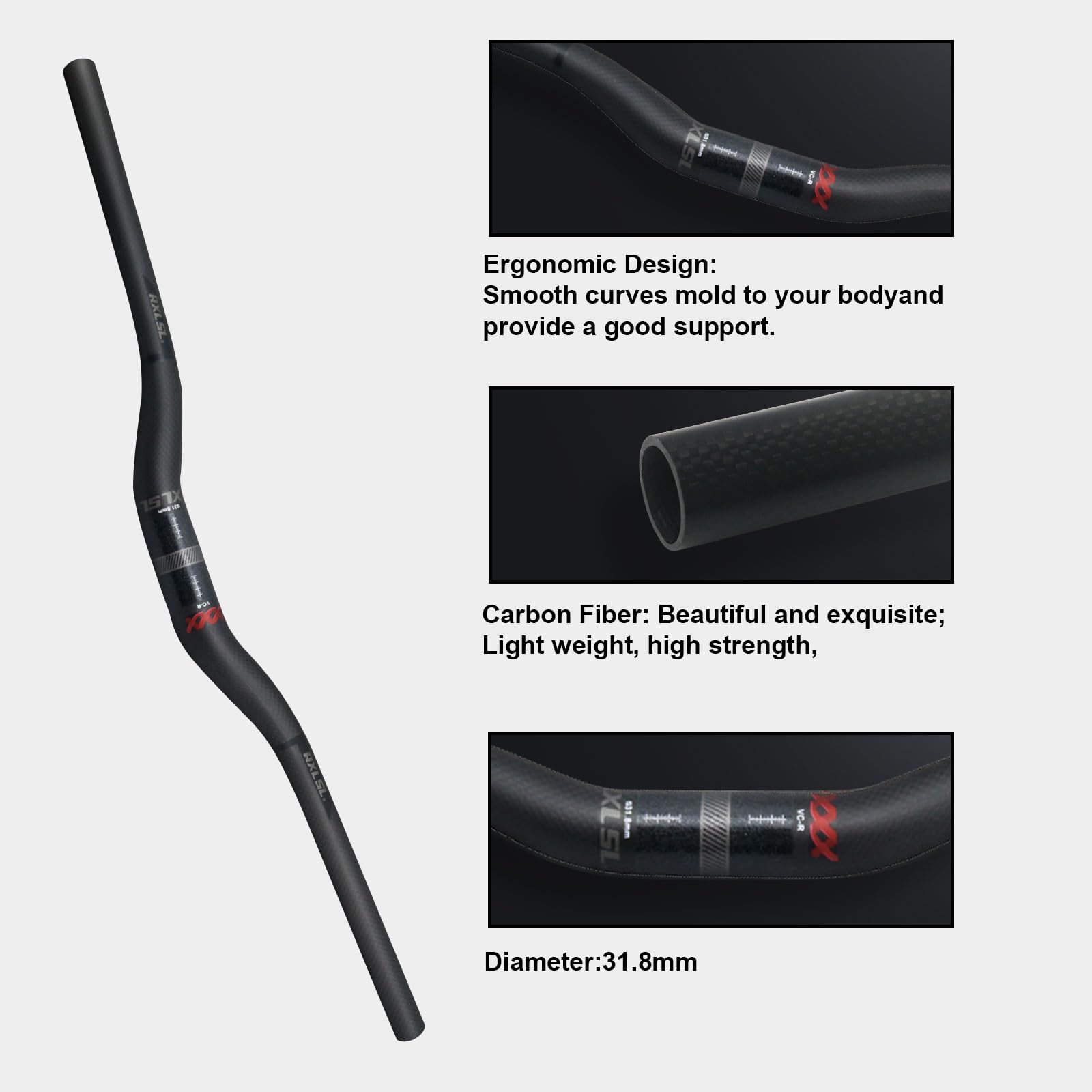 RXL SL 31.8 manillar bici mtb carbono manillar de carbono negro mate 740mm