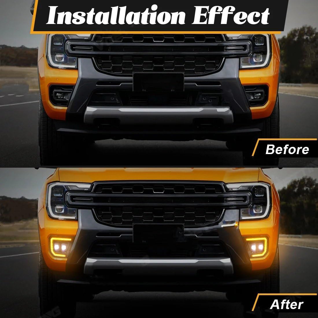 Luces Antiniebla Luz Niebla Para Ford Para Ranger Para Wildtrak 2022 2023 Luces Diurnas LED DRL Intermitentes Blancas Amarillas