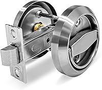 Vista 10 de Cerradura de puerta redonda empotrada, manija de puerta empotrada oculta de acero inoxidable 304, perilla de puerta de perfil bajo para puerta