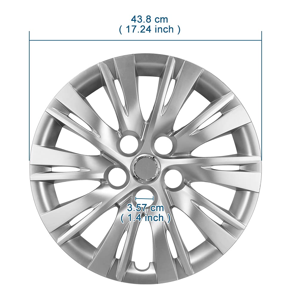 Blueshyhall Universal Hubcap Wheel Cover Set of 4, Replacement Car Vehicle Wheel Rim Skin Cover Fits 16 inch Hubcap Wheel - Silver
