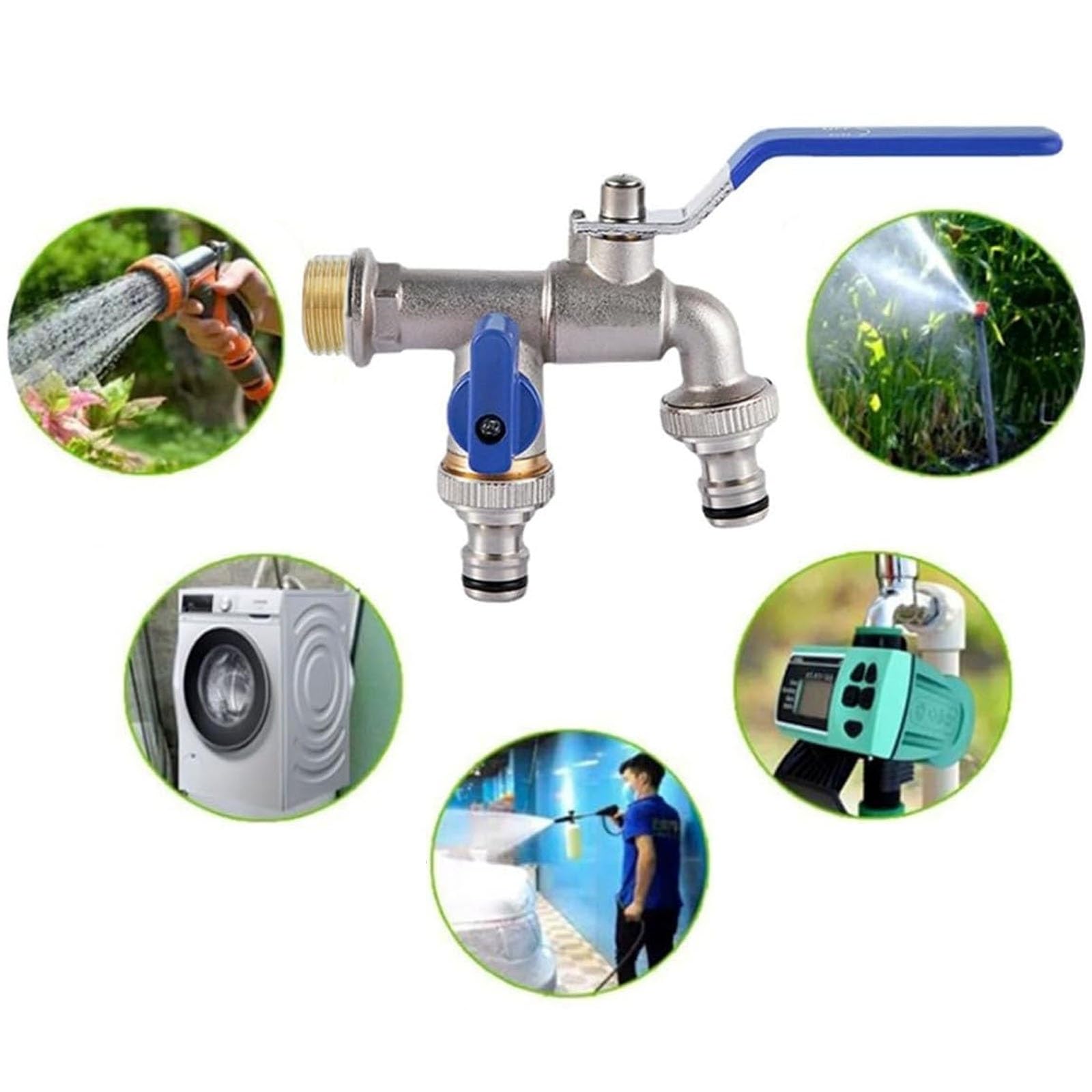 Colonne Verticale Cylindrique en Acier Inoxydable, Robinet d Jardin Résistant, Colonne d'eau de Jardin Autoportante avec Double Robinet, Borne d'eau Extérieure Antigel(80cm/31in)