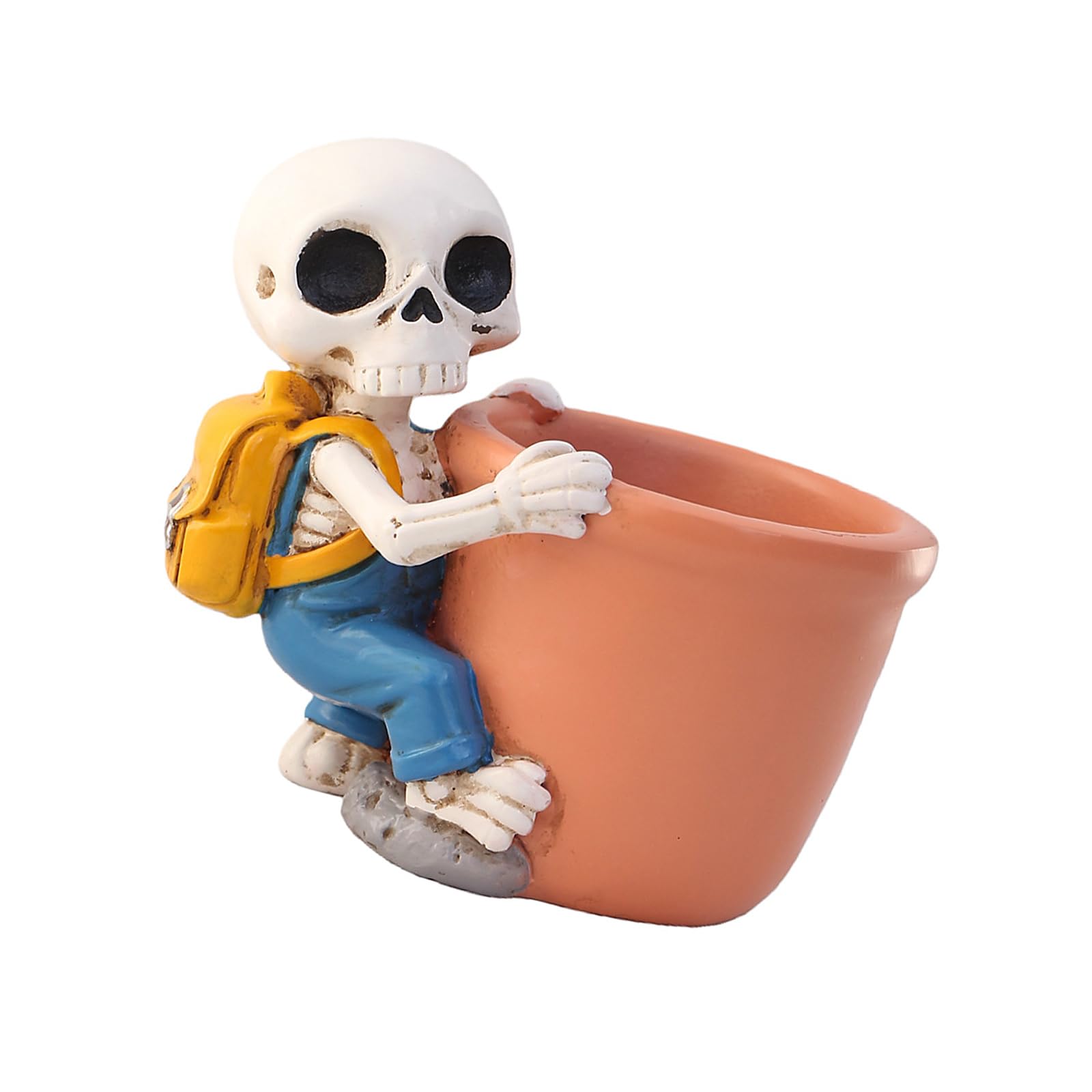 Msioytog Playful Skeleton Backpack Flower Pots Perfect for Miniature Plant and Succulents Resin Construction for Long Lastingly Decoration Decorative Plant Container