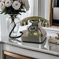 Vista 2 de Teléfono fijo retro para el hogar, TelPal con cable, teléfonos de escritorio de moda antigua, teléfonos analógicos decorativos básicos, teléfonos