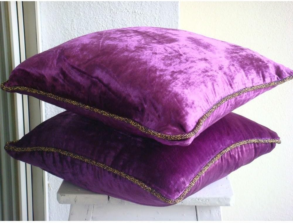 The HomeCentric Euro Pillow Sham, Purple Euro Pillow Shams 26x26 inch (65x65 cm) Velvet European Shams, Solid Color, Modern European Sham Covers Easter - Purple Shimmer