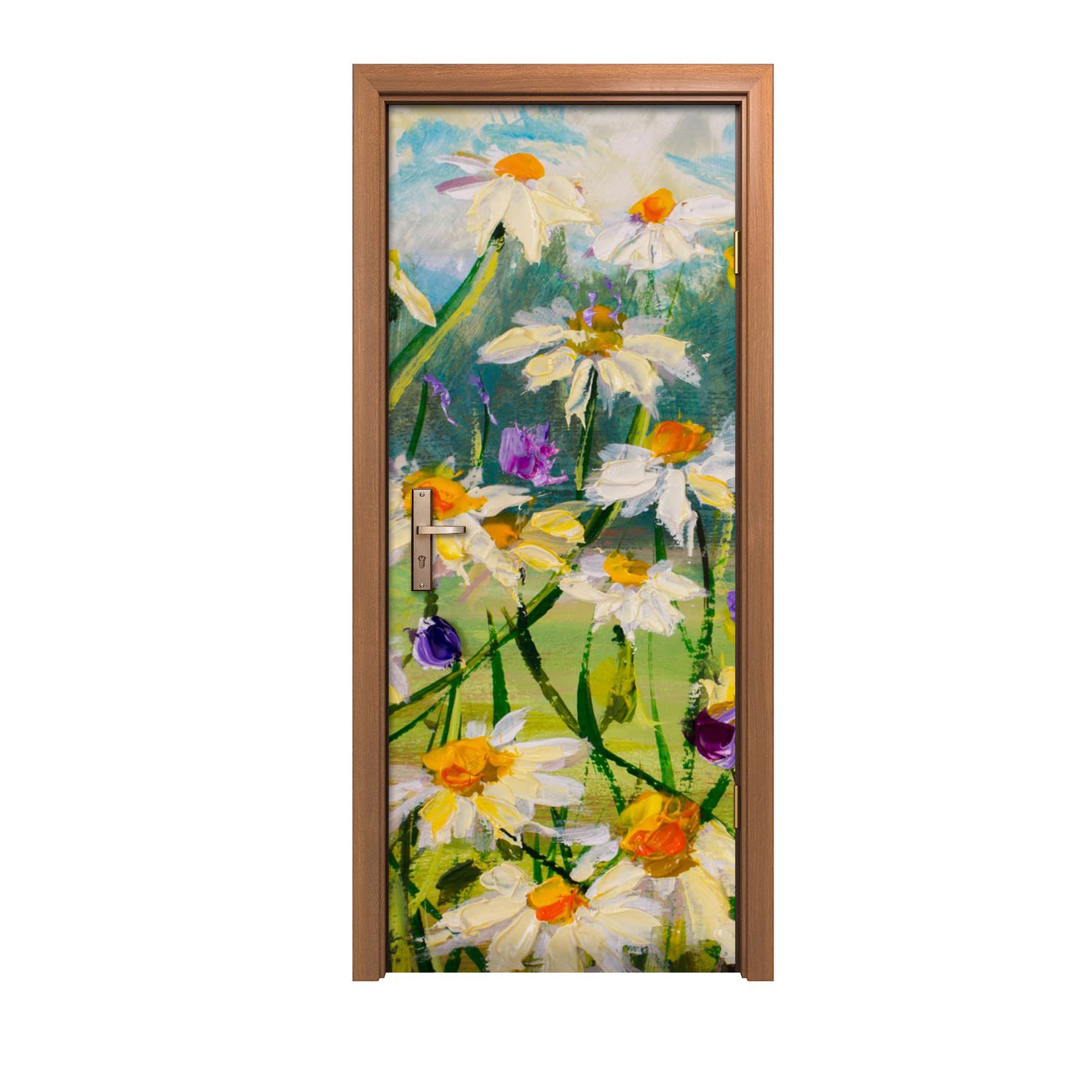 Autocollant de porte 90x200cm de qualité supérieure au design d'intérieur mural Fleurs