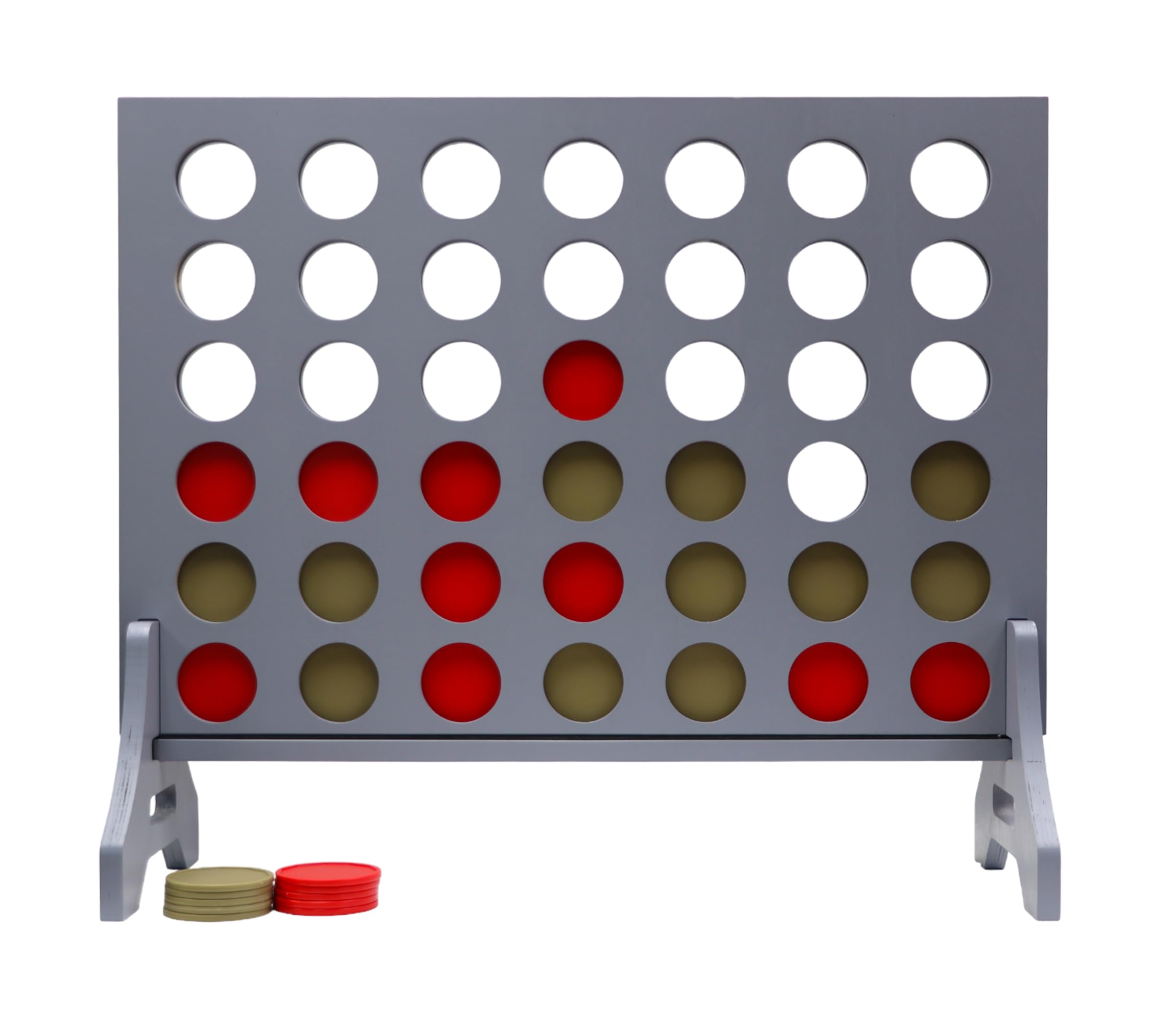 Giant 4 in a Row Game for Family &amp; Adults – Tailgating Pros Jumbo Grey Wooden Four in a Row Indoor &amp; Outdoor Yard Game for Family Party Fun, Portable Activities for Patio, Backyard, and Camping