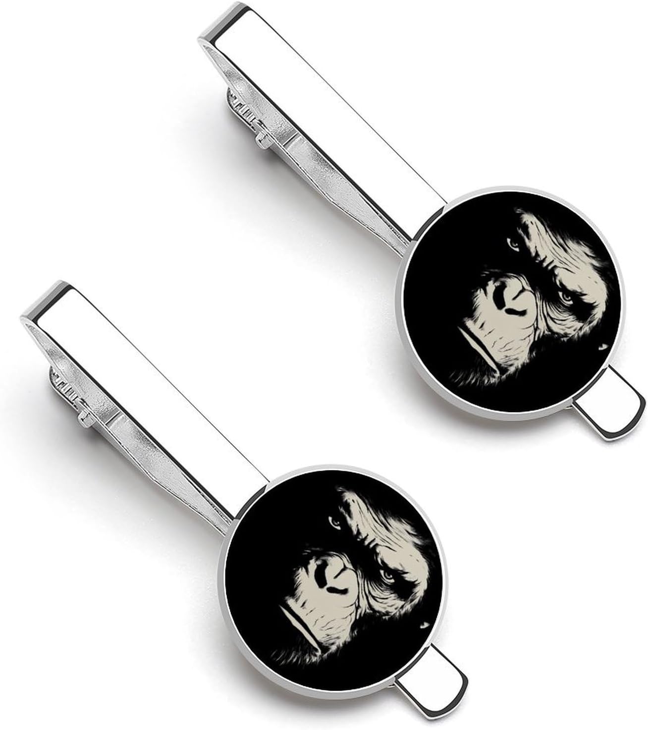 Funny Monkey Face Tie Clips 2 Pcs Man Bar Clip Set Necktie Clothing Accessories for Weddings Party Business