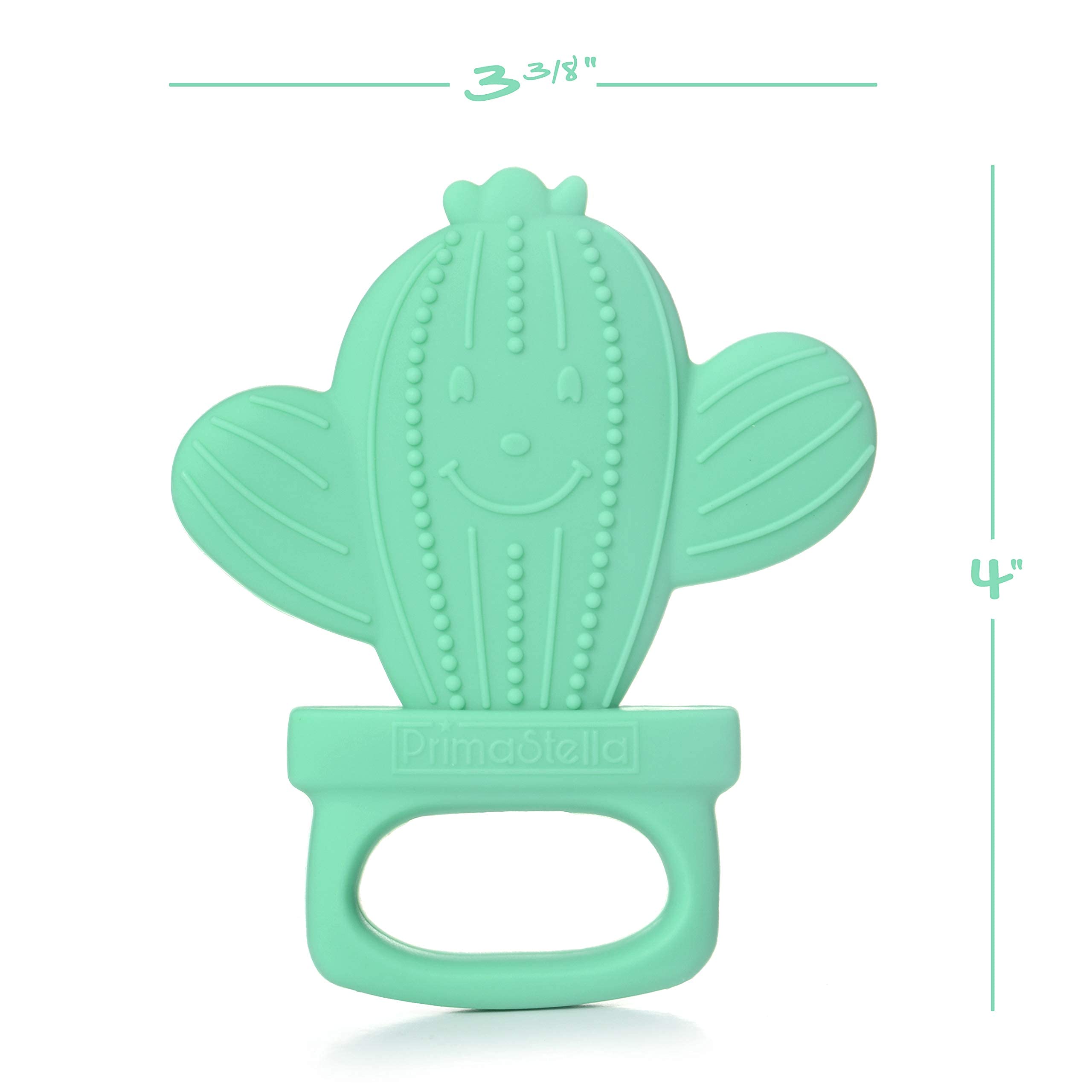 Mordedores de cactus de silicona para bebés, bebés y niños pequeños, seguridad probada, sin BPA, lindos, calmantes, fáciles de sostener, juego de 2 mordedores para bebés, verde y menta 5