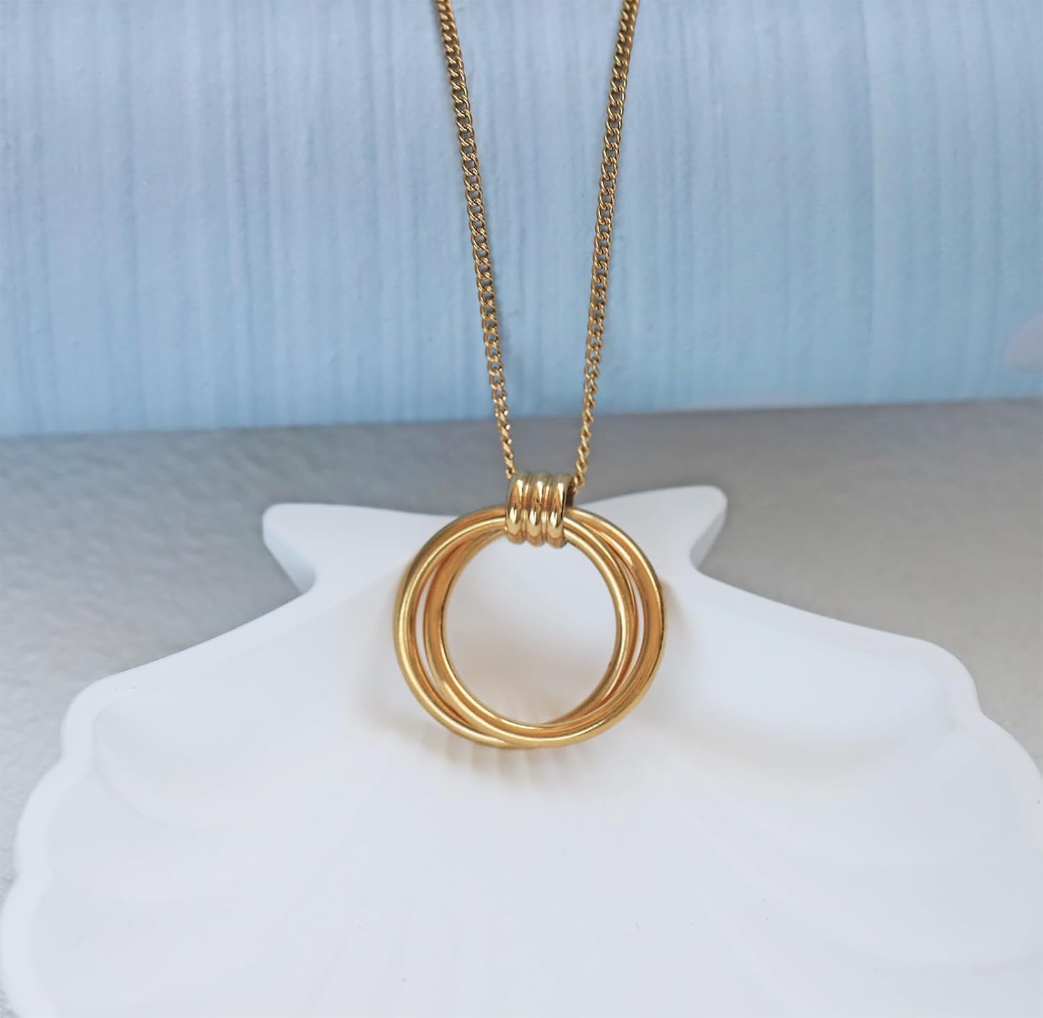 Rnivida Spiral Pendant Necklace for Women,14k Gold Plated Jewelry Gift with Adjustable Stainless Steel Chain 18‘’ - Image 3