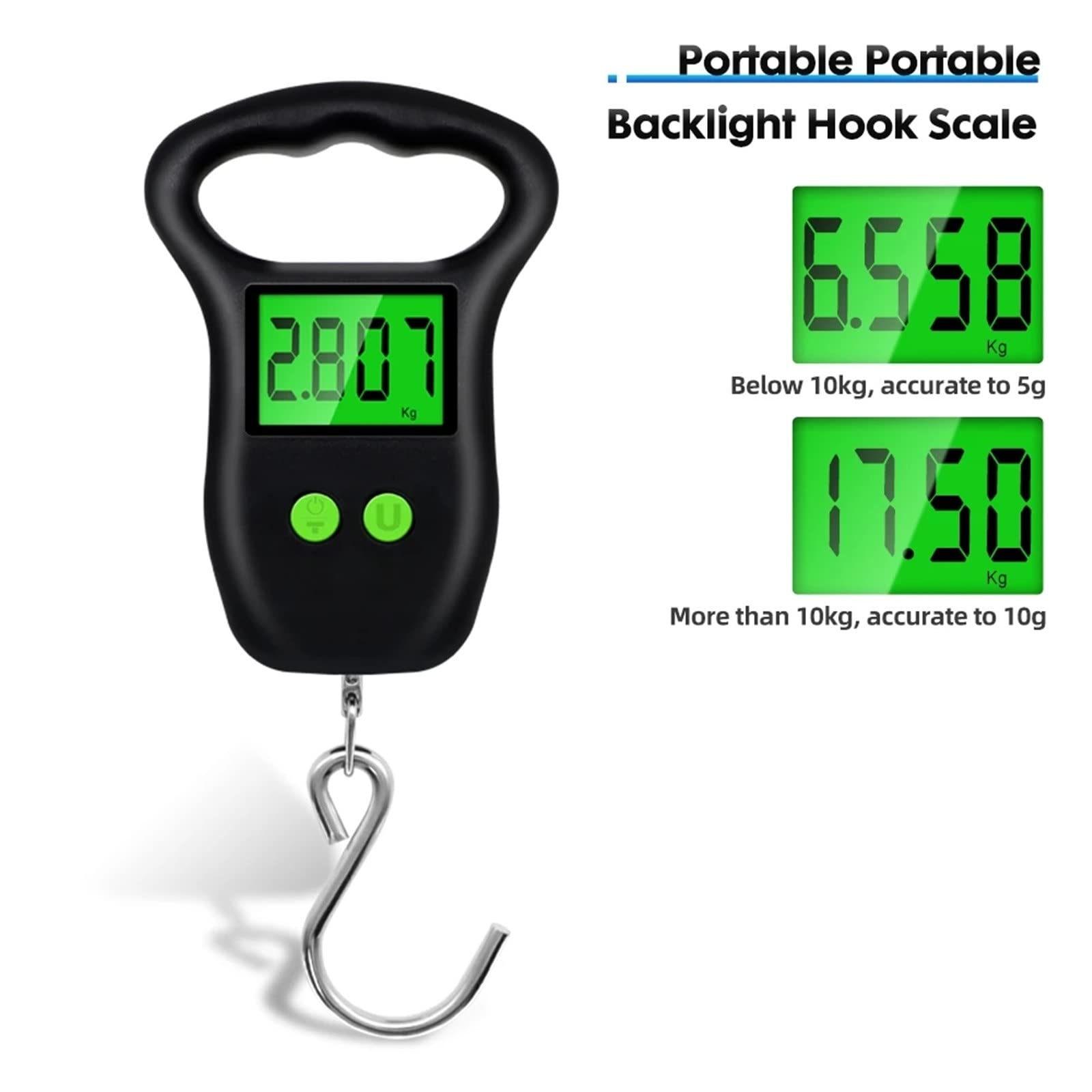 Báscula Digital portátil para Equipaje, 50 kg, 10 g, para Colgar Maletas, electrónica, LCD, para Viajes, Equipaje y Bolsas.