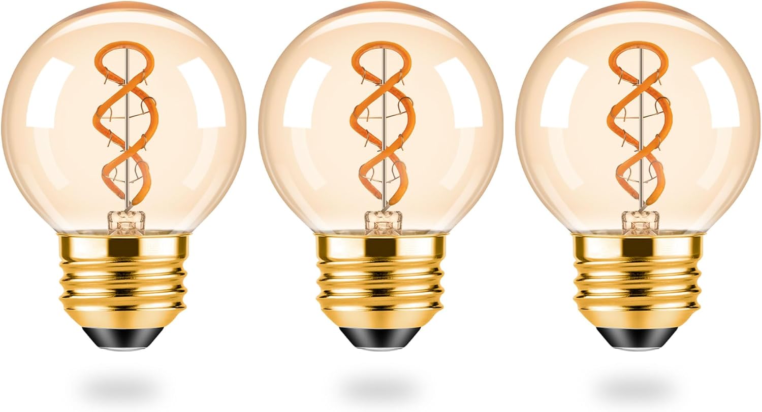 ToBeGreat G16.5 4W Dimmable LED Bulbs G50 Globe Light Bulb Energy Efficient 40W Equivalent 300lm Warm White 2200K Light for Night Bulb Night Light Bulb cafes,3 Pack (E26)