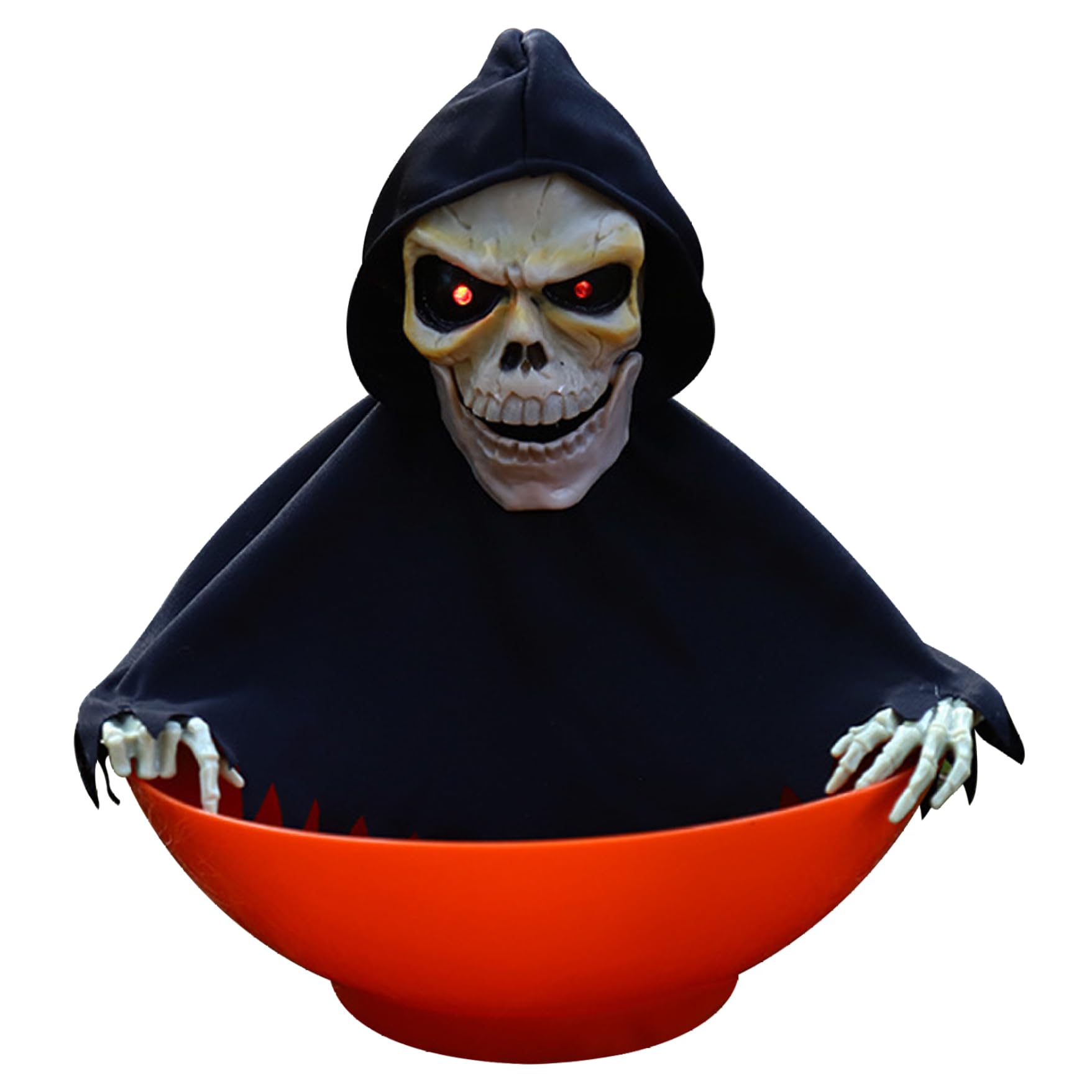Grsrkep Halloween Candy Bowl Spooky Scary Halloween Candy Dish with Music & Light Movable Sound Activated Animatronics for Home, Party, Haunted House, Skeleton