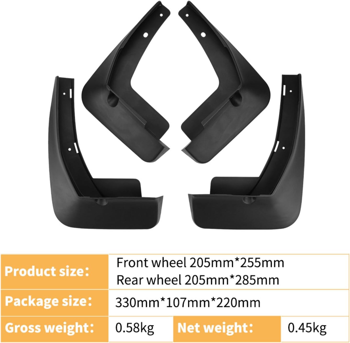 4-Piece Mud Flaps Set Fit for Baojun RC5 2020, Front & Rear All Weather Splash Guards, Premium Anti-Mud/Anti-Debris Guard Accessories