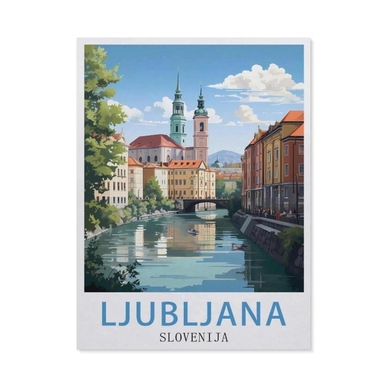 Funny Metal Tin Sign Wall Decor，Ljubljana Slovenia(15x30cm）