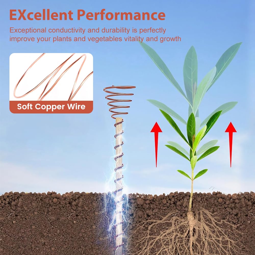 20m Alambre de Cobre Puro 99,9% Calibre 16/1.3mm de Elettrocoltura para Jardín, Plantas y Cultivos de Verduras