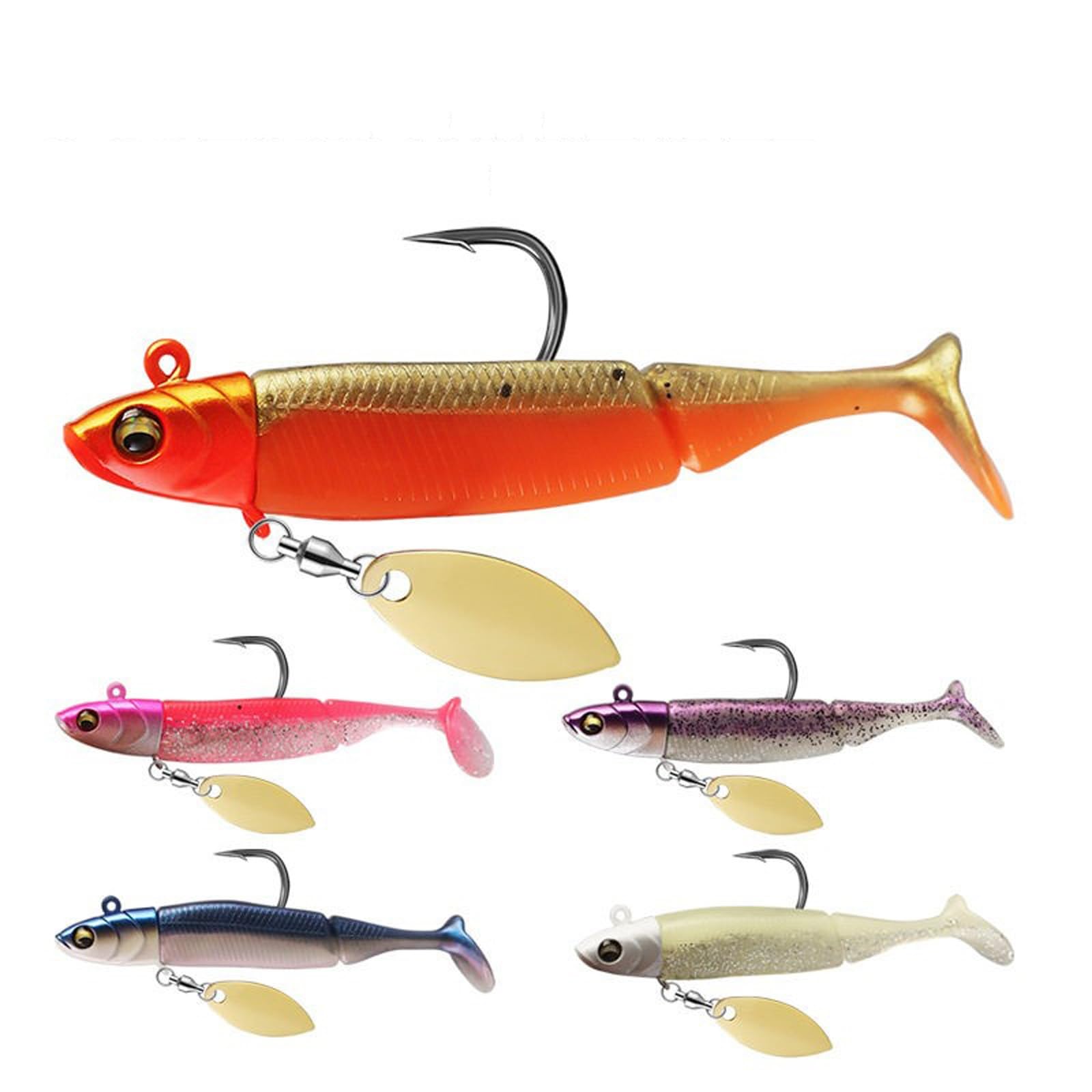 Kit de Pêche Au Leurre Souple À Queue en T, Leurre Artificiel de Style Spinner À Hameçon Unique, Adapté À La Pêche en Mer de La Truite, du Sandre et du Saumon