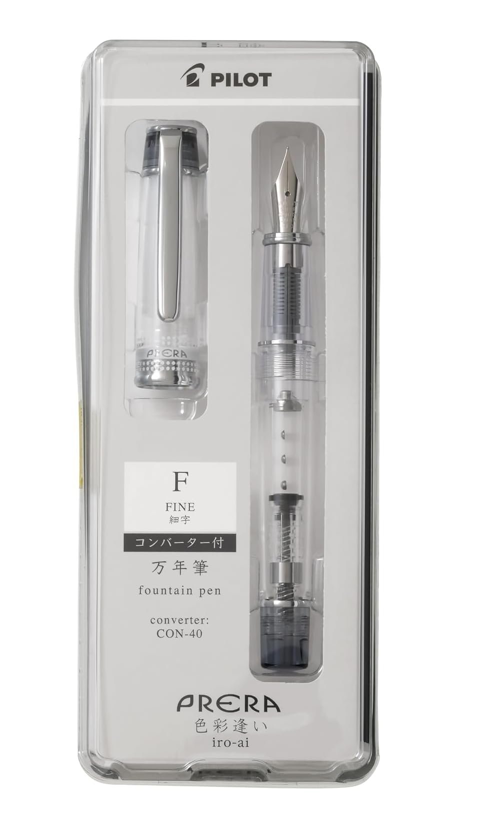 PRERA Iro-Ai Pilot Fountain Pen Transparent Black Fine Point P-FPR-1-TB-F With Original Stylus Ballpoint Touch Pen