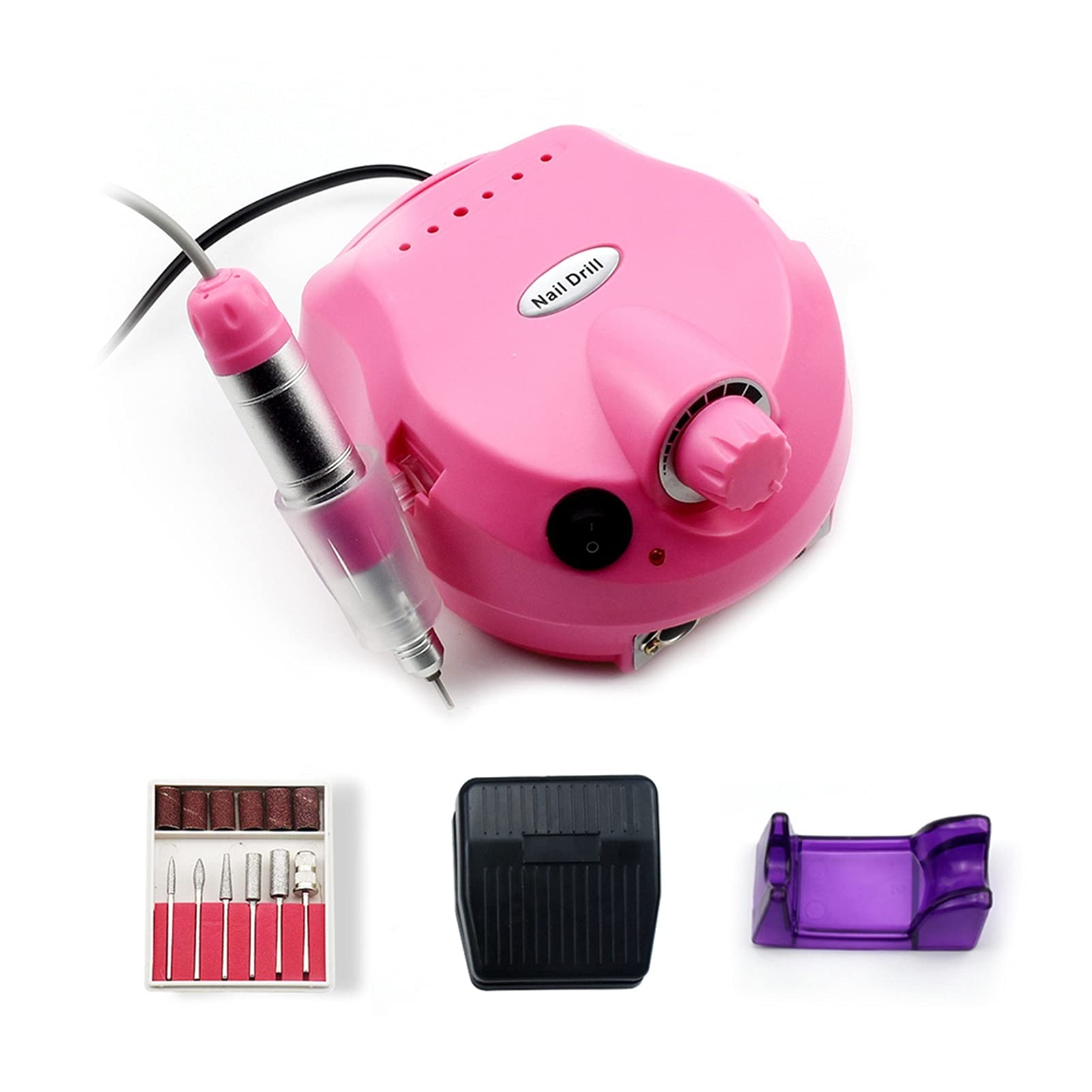 Máquina perforadora de uñas Máquina perforadora de uñas 25000 RPM Pro Máquina de manicura Aparato para manicura Kit de pedicura Taladro eléctrico para uñas con cortador Puerto para herramientas de uñ