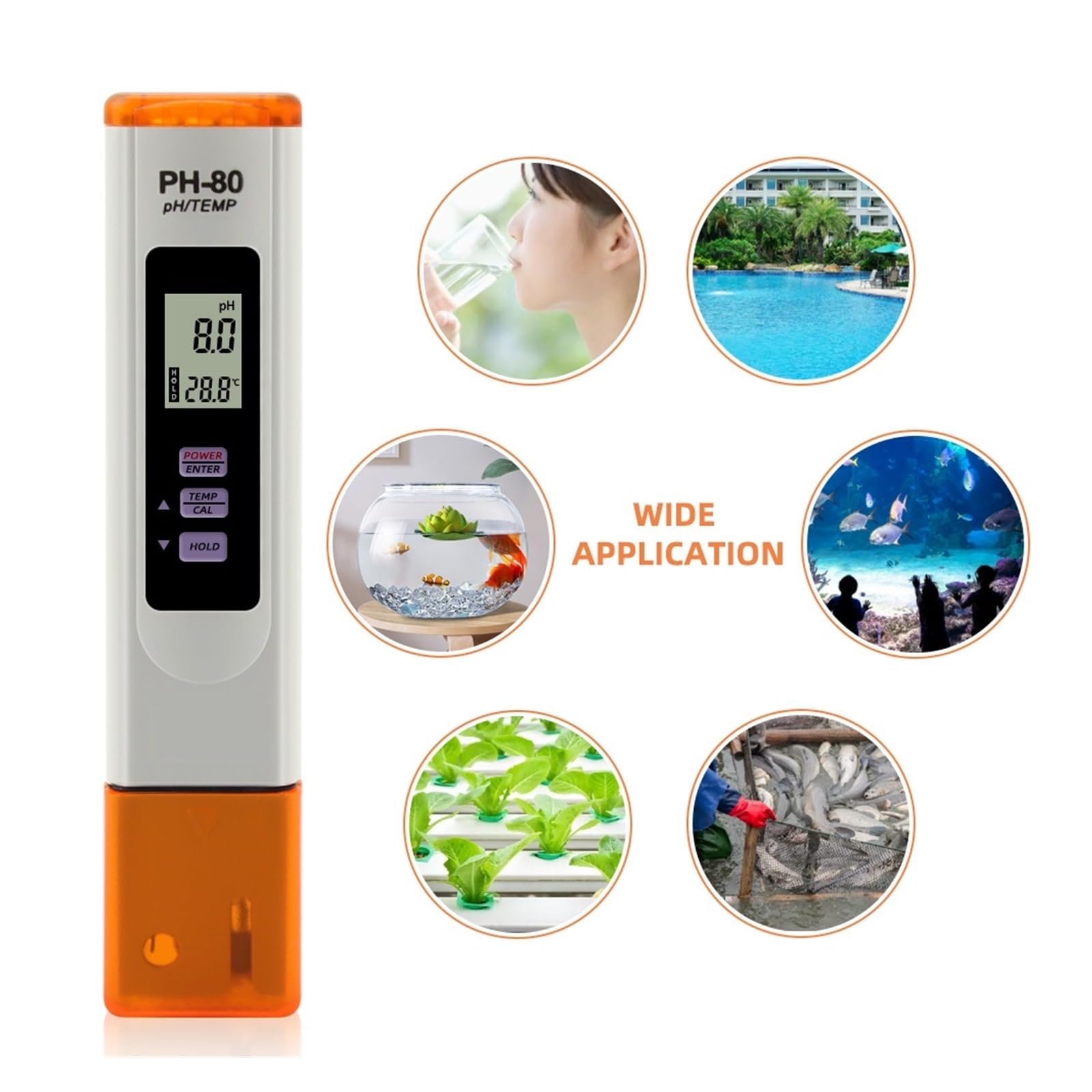 Tester miernika PH, Mierniki PH profesjonalny Tester jakości wody w akwarium Monitor 0-14 detektor temperatury PH do hydroponiki basenowej,Woda pitna, Hydroponika, SPA, Browarnictwo