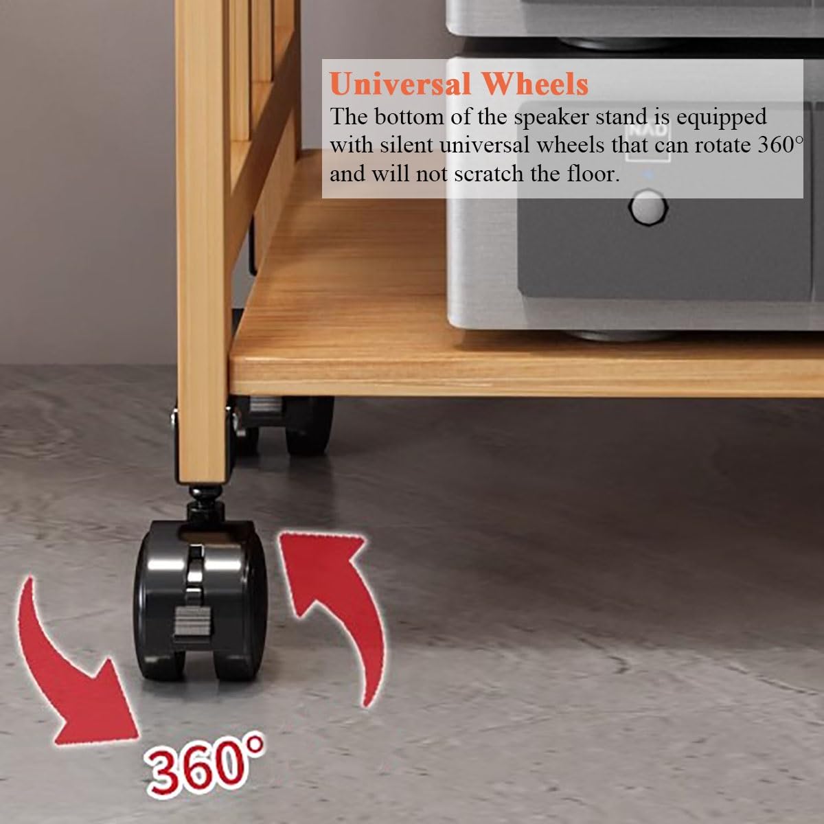 Meuble stéréo à 3 niveaux de grande capacité pour matériel audio et vidéo, étagère d'angle avec étagère réglable et roues universelles, idéal pour le bureau, la maison, Livi