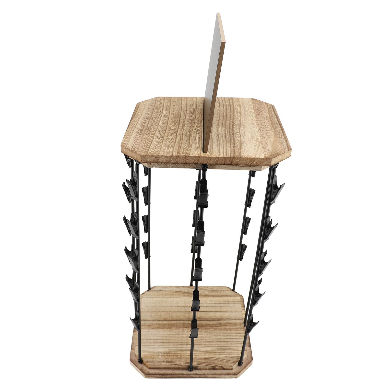Luocute Espositore per Patatine, 5 Livelli 40 Clip Organizer per Snack Girevole a 360 Gradi con Base in Legno per Feste in Ufficio, Porta Patatine da Banco Espositore per Caramelle per