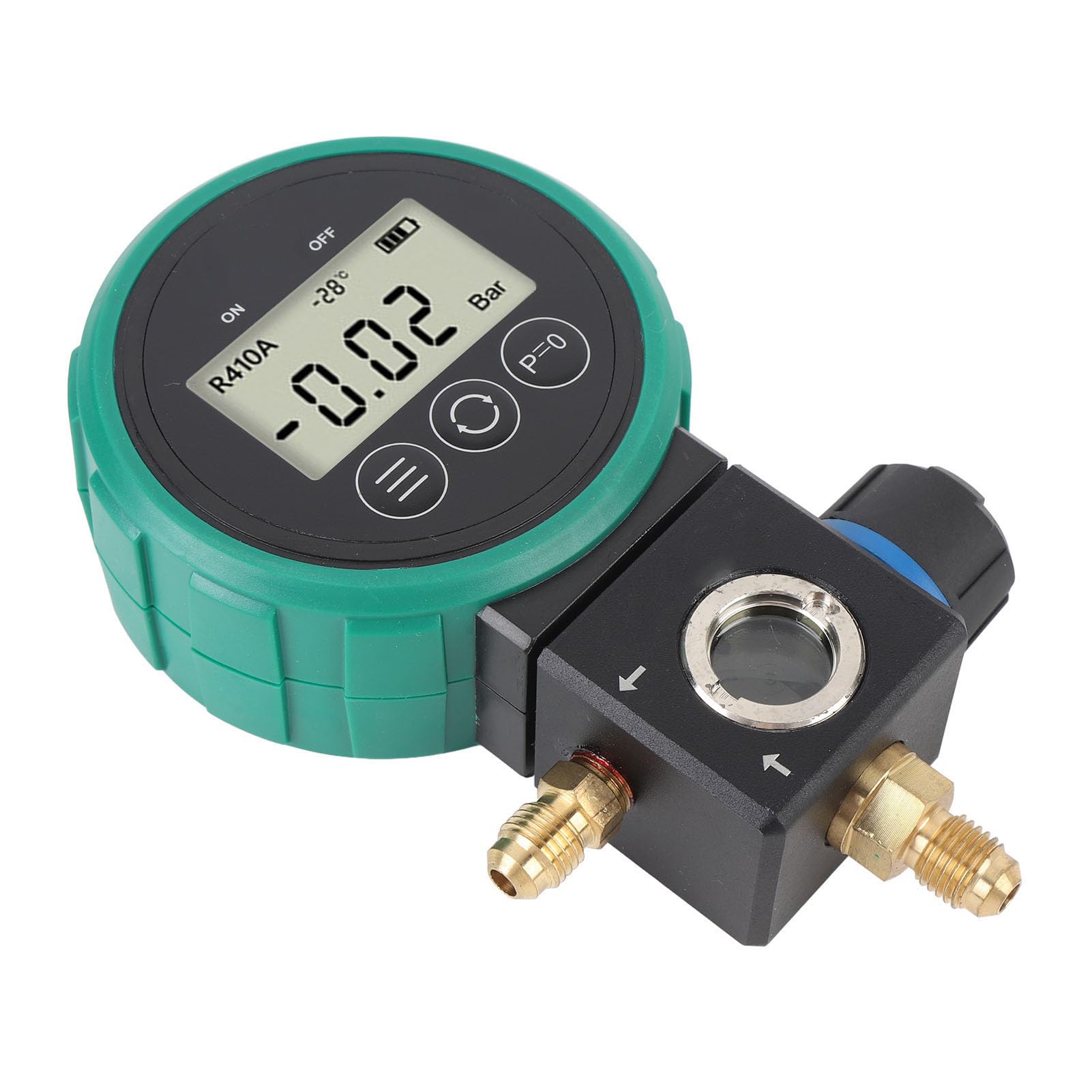 SIXRUN Gruppo Manometrico HVAC Digitale, con Controllo a Valvola a Sfera e Display LCD per Test di Pressione e Temperatura su Sistemi AC con Refrigeranti R410A, R32, R134a