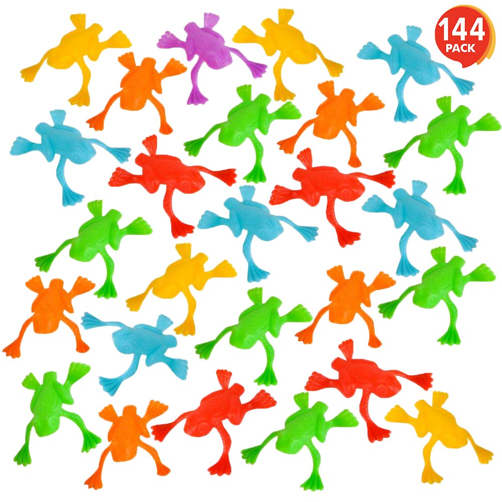 ArtCreativity144pcs Jump n Leap Frog Toy - 2 Inch Assorted Colors, Cool Jumping Plastic Frogs for Kids - Vibrant Color Variety - Fun Frog Party Favors, Goody Bag Fillers