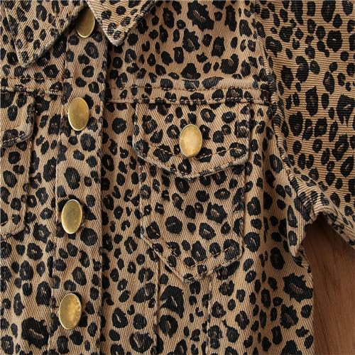 Children's Spring Denim Jacket Baby Girl's Leopard Print Single breasted Coat4