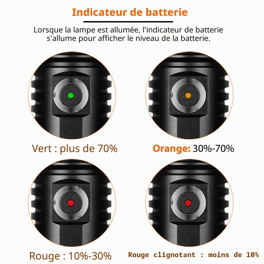 ORCATORCH D530 Lampe de plongée sous-marine 395 nm LED UV, lumière noire, faisceau étroit 8°, interrupteur latéral Ti, 2 modes, étanche IP68