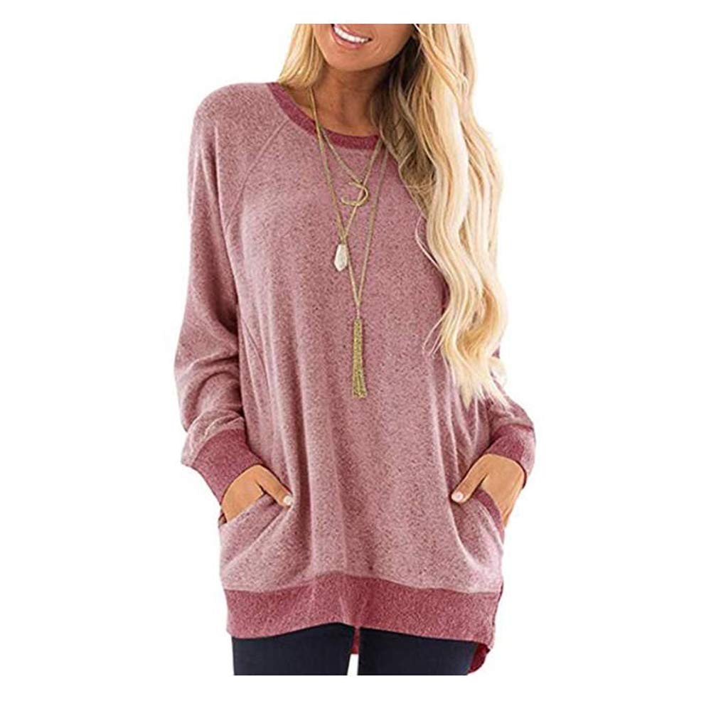 T-shirt rose manches longues femme avec poches pour un look cocooning