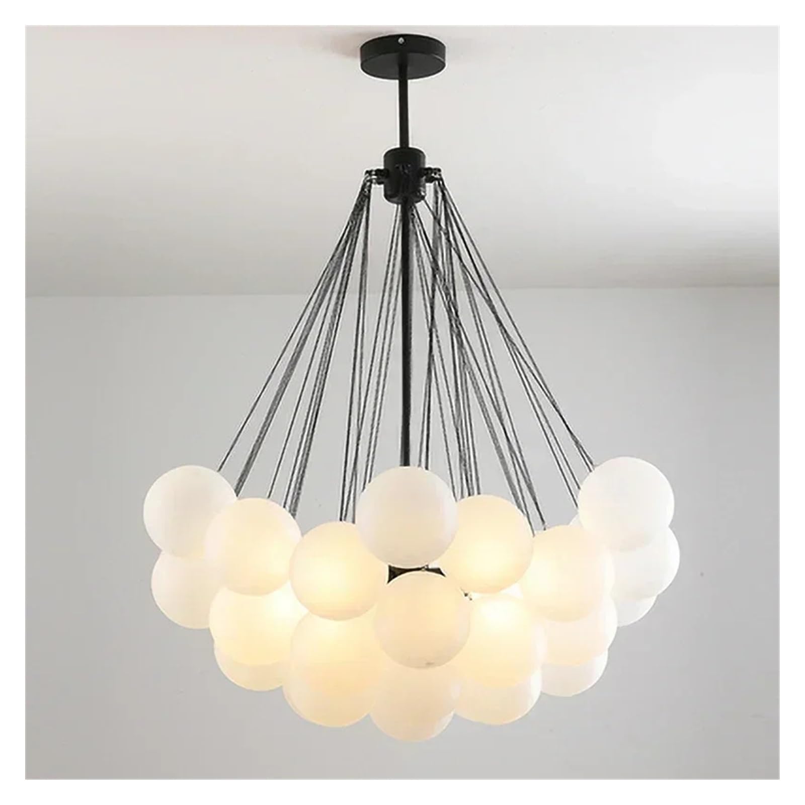 Lampada a sospensione, Bolla di vetro semplice nordica for tavolo da pranzo soggiorno Decorazione della stanza Lampada a sospensione a soffitto a LED in oro nero(Chrome 25 glasses,Warm)