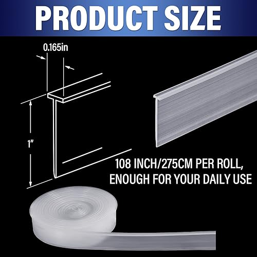 Miniatura 2 de Treela Sello de puerta batiente de baño de 108 pulgadas, tira de sellado de puerta de ducha de silicona, impermeable, sello de repuesto para puerta