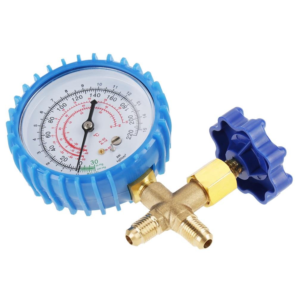 220Psi Manometro d' Aria Refrigerante Adatto per R410A R22 R134A R404A in Blu per Controllare la Pressione con 2 Connettori