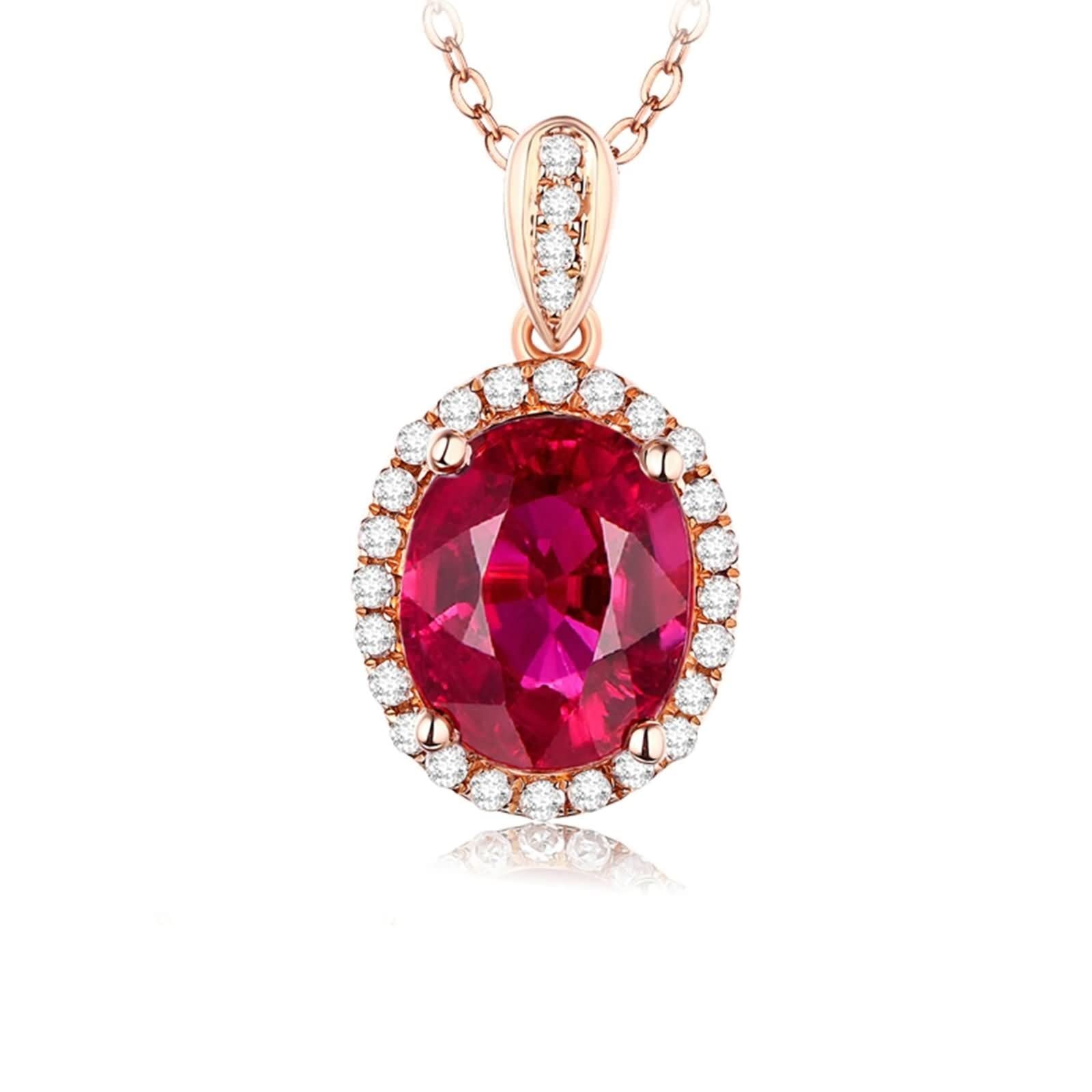 Collar con colgante colgante, cadena de oro rosa para mujer con muy buen corte de piedra preciosa de 18 quilates, lujoso collar de regalo para mujer