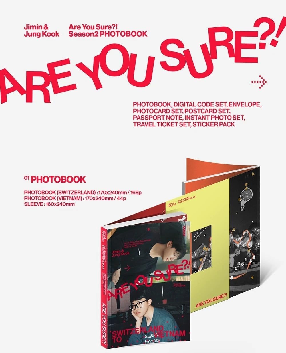 JIMIN X JUNGKOOK [ARE YOU SURE?! SEASON2] PHOTO BOOK/2 Book+14 Card+4 Photo+GIFT K-POP