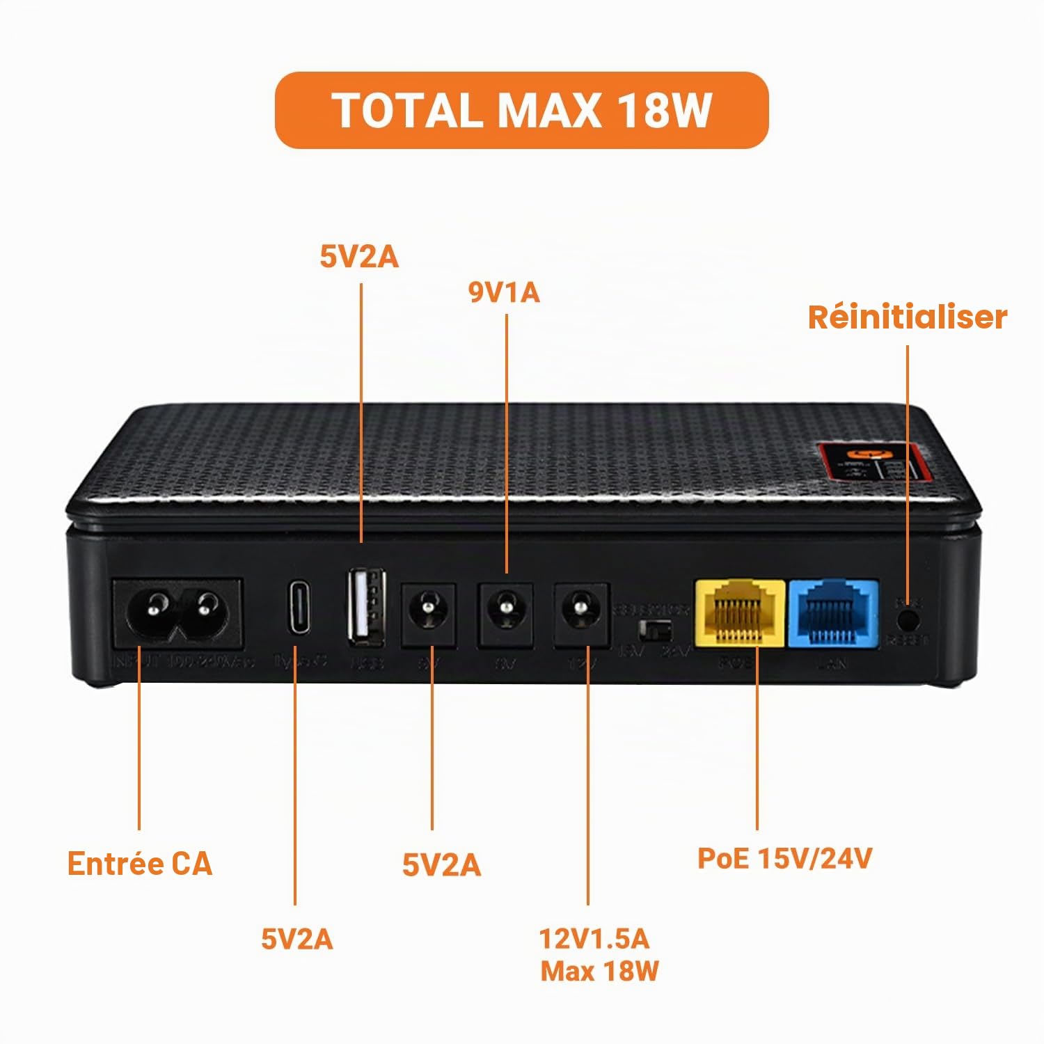 Mini UPS Onduleurs 20800mAh(62Wh) 12V⎓1,5A USB 5V⎓2A Mini Onduleurs Routeur Modem