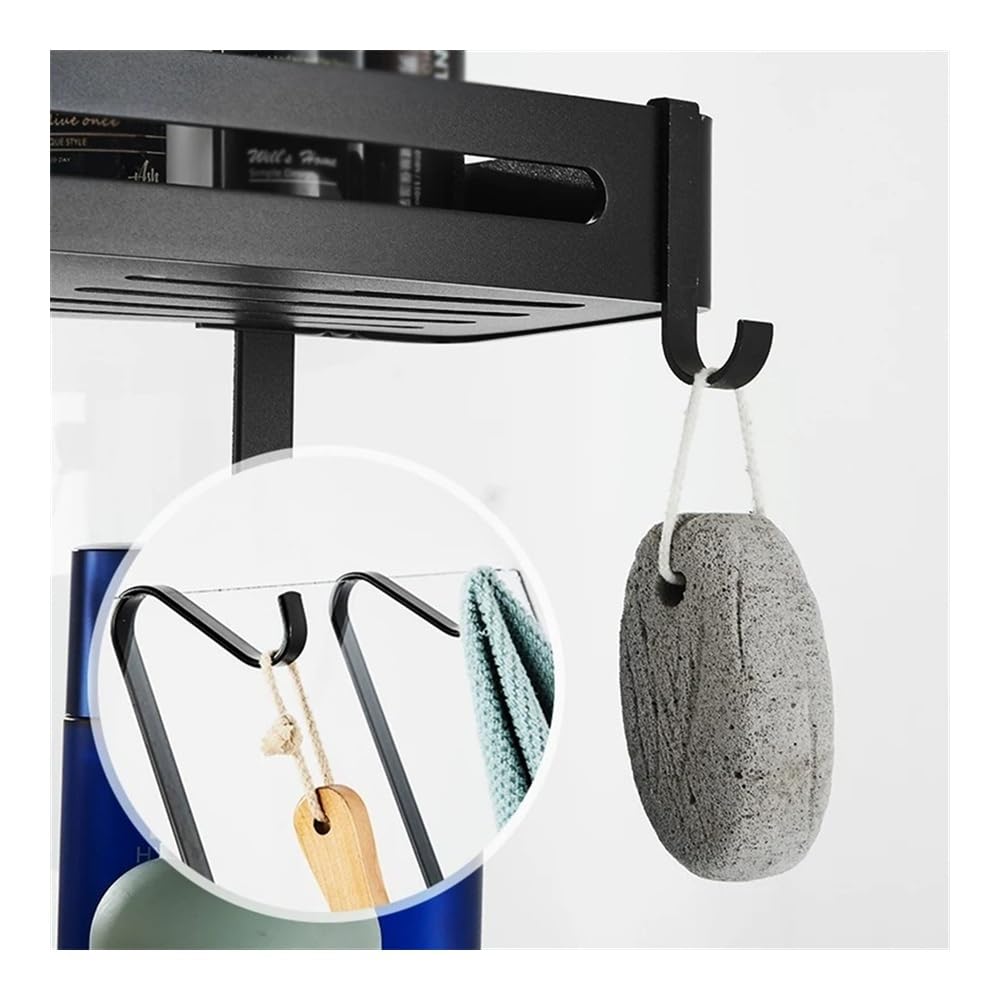 Mensola Doccia Mensola da Doccia sospesa, Organizer da Doccia a 3 Ripiani sopra la Porta con 8 Ganci, mensola da Doccia in Alluminio Senza Fori, Facile da installare Mensole Bagno(Silver)