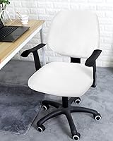 Vista 3 de Funda para silla de oficina, color blanco puro, funda elástica para asiento de silla de computadora, funda para respaldo, elástica, giratoria, cojín