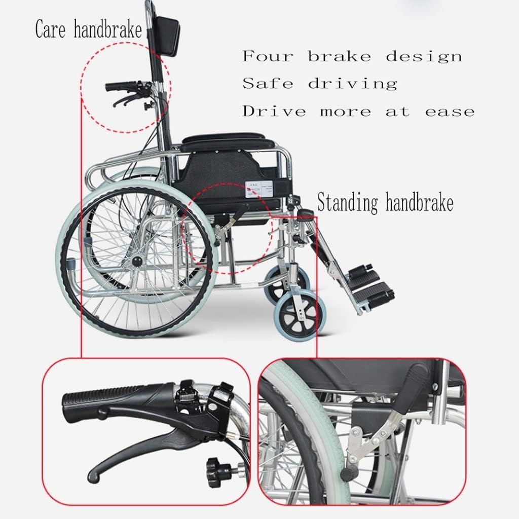 Silla de Ruedas con Respalto Reclinable con Orinal Silla de Ruedas Manual Ligera Y Plegable para Ancianos Silla de Ruedas