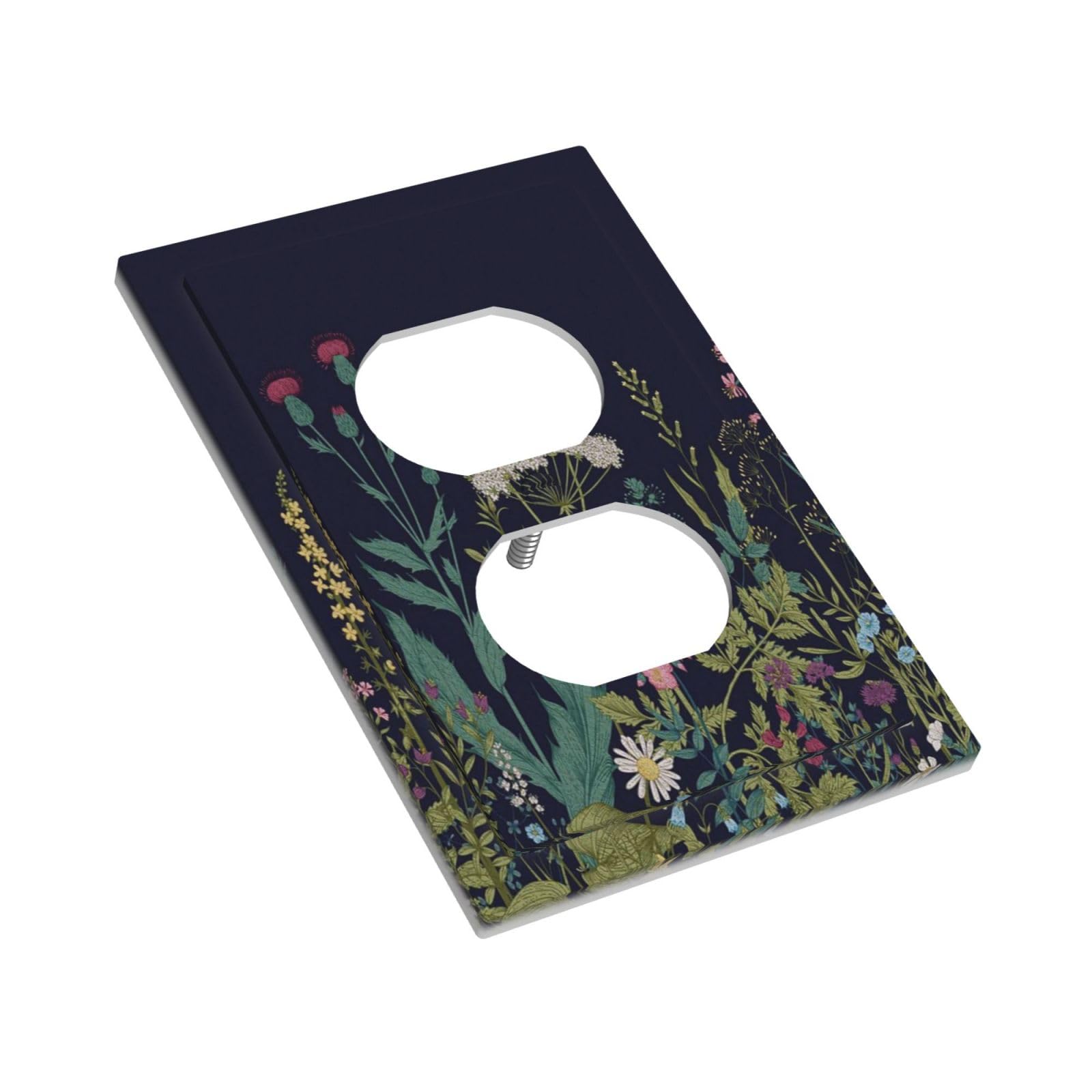 Bohemian Floral Plants Boho Colorful Leaf And Wildflower Dark Single Toggle Light Switch Covers Decorative 1 Gang Wall Plates Cover Electrical Device Switchplate Faceplate For Country Bathroom Decor