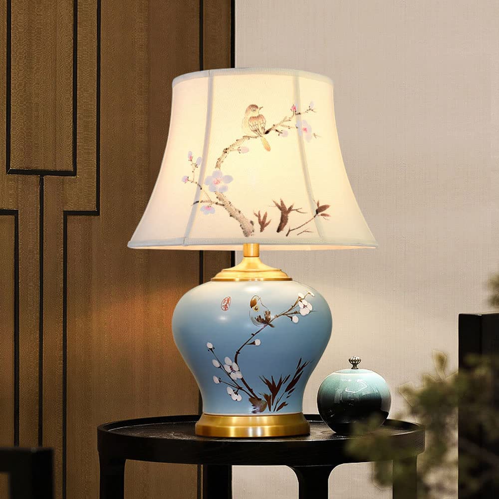 Lampa stołowa ceramiczna w stylu chińskim Klasyczne domowe lampy do sypialni do salonu Sypialnia Gabinet Lampka nocna Duże orientalne malowane ceramiczne lampy biurkowe