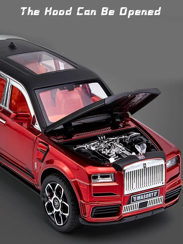 Image of Metal Pull Back Diecast Car Suv 1:24 Big Rolls Royce Cullinan Masory Pull Back Car Model With Sound Light Boys Gifts Toys For Kids?Pack Of 1?, Multicolor