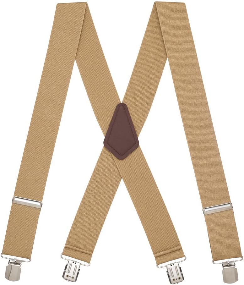 Suspender Store Classic Solid Color Suspenders - 2-Inch Wide - X-Back - Pin Clip - Many Colors & 4 Sizes Includes Big & Tall