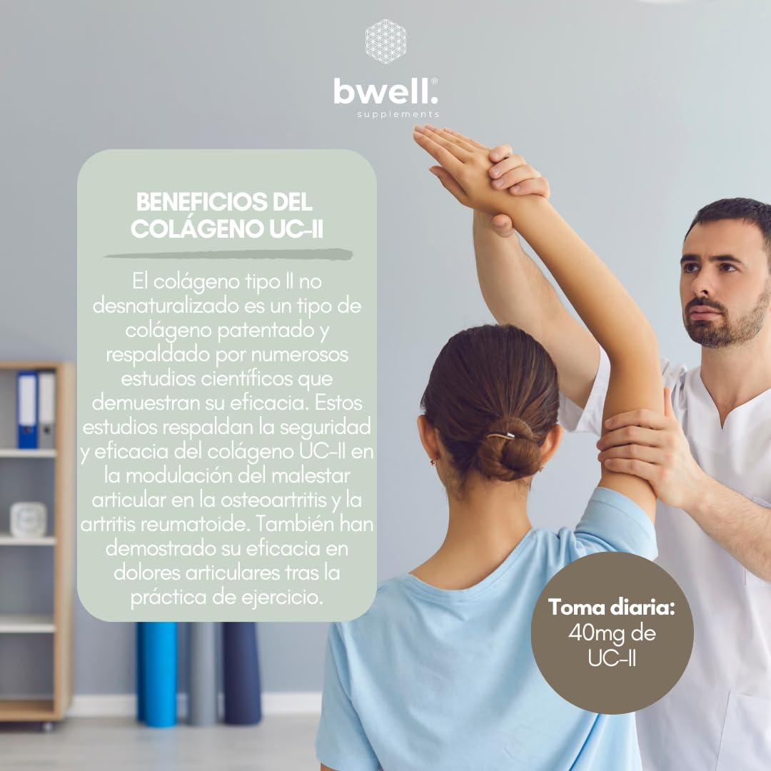 Colageno Hidrolizado Puro con Vitamina C MSM Minerales para Articulaciones Piel Cabello 90 Capsulas con Herpagofito y Boswelia Sin Gluten Ni Lactosa UC - II ® | BWELL SUPPLEMENTS