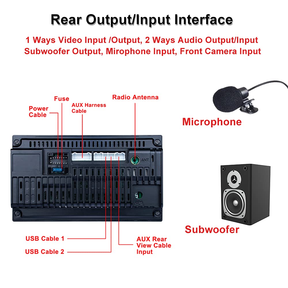 Camecho Android Auto Head Unit Double Din Car Stereo Apple Play 7 Inch
