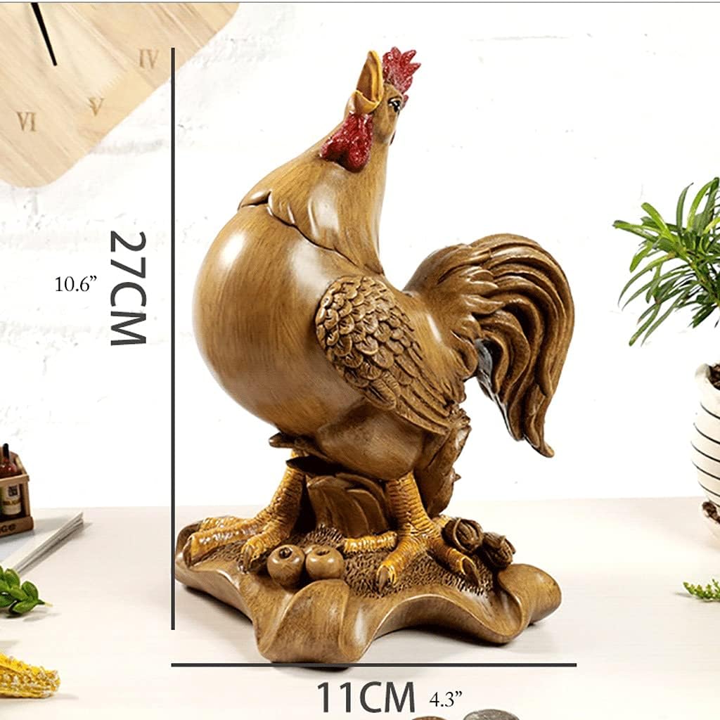 貯金箱、貯蓄コイン銀行、子供のための貯金箱鶏の形をした貯金箱樹脂ビッグコック貯金箱家の装飾のギフトのための装飾的な彫刻手作りのコイン 貯金箱 かわいい 貯金箱豚の木の貯金箱、手作り貯金箱、コイン貯金