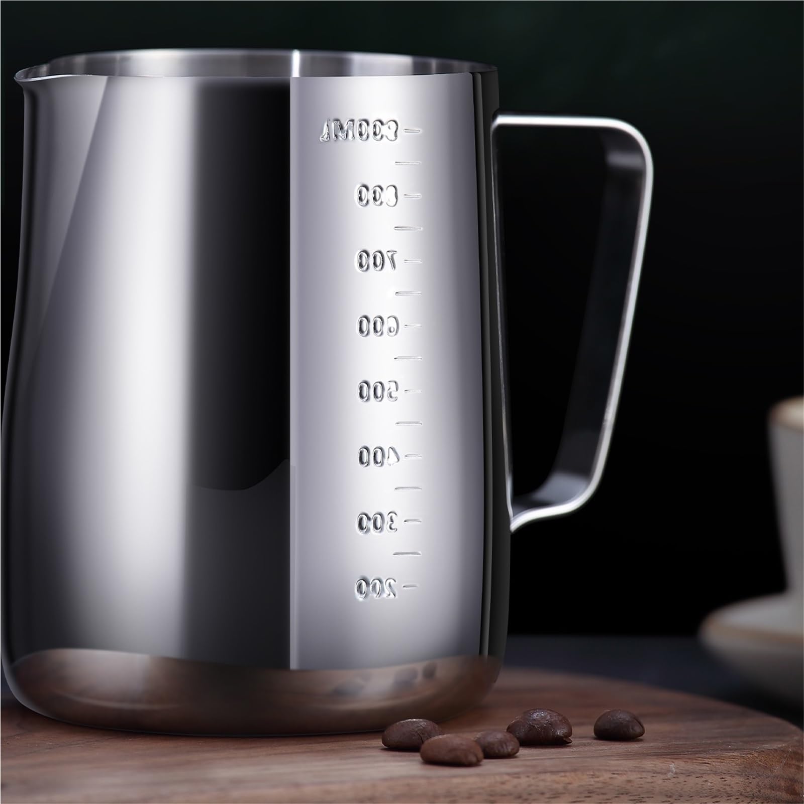 Jarras espumadoras de leche, jarra espumadora de acero inoxidable para café, 550 ml, 350 ml, 140 ml, 900 ml, perfecta para lattes, capuchinos y chocolate caliente