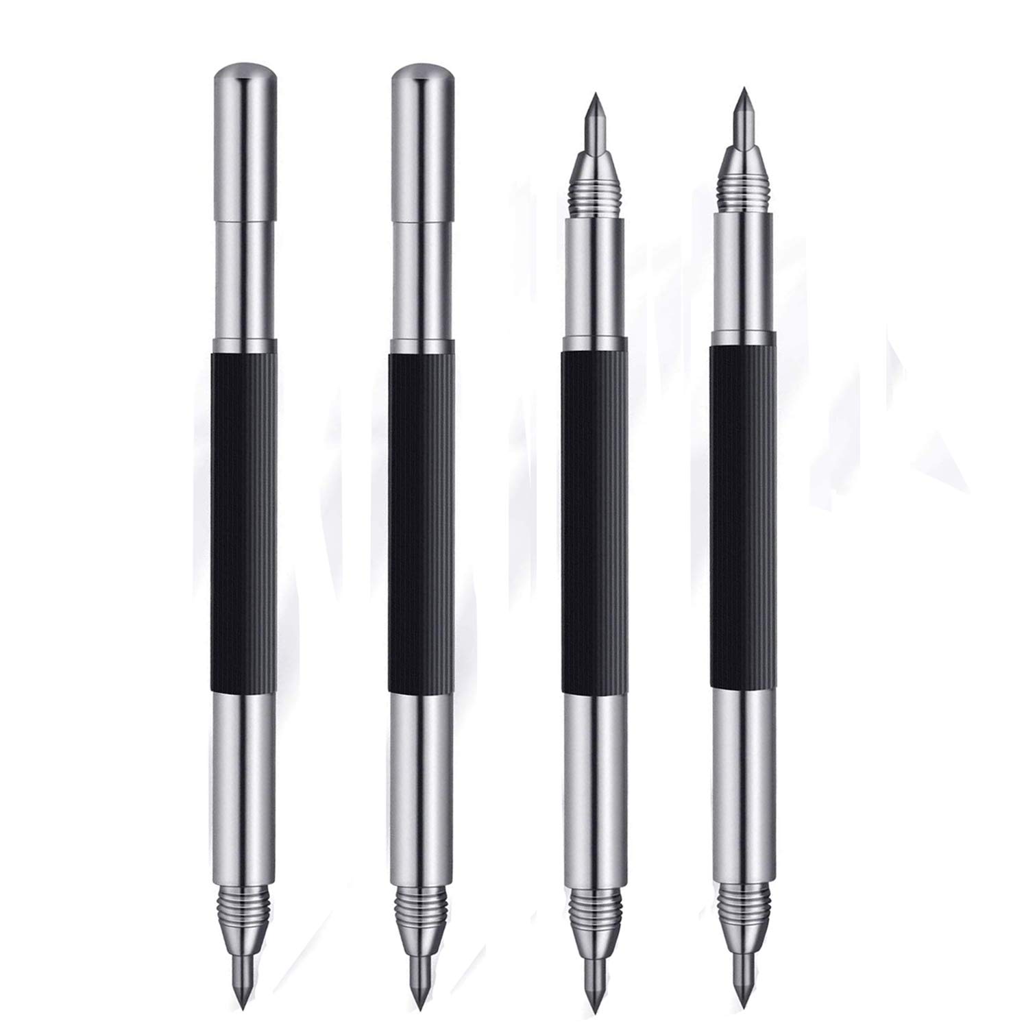 NUNTungsten Carbide Scribers 4 Pack, BravOne Etching Engraving Pen with Double Head Design - Pocket Tungsten Carbide Tip Scriber Tool DIY Engraver Etcher Tools Kit for Metal/Glass/Ceramics/Wood
