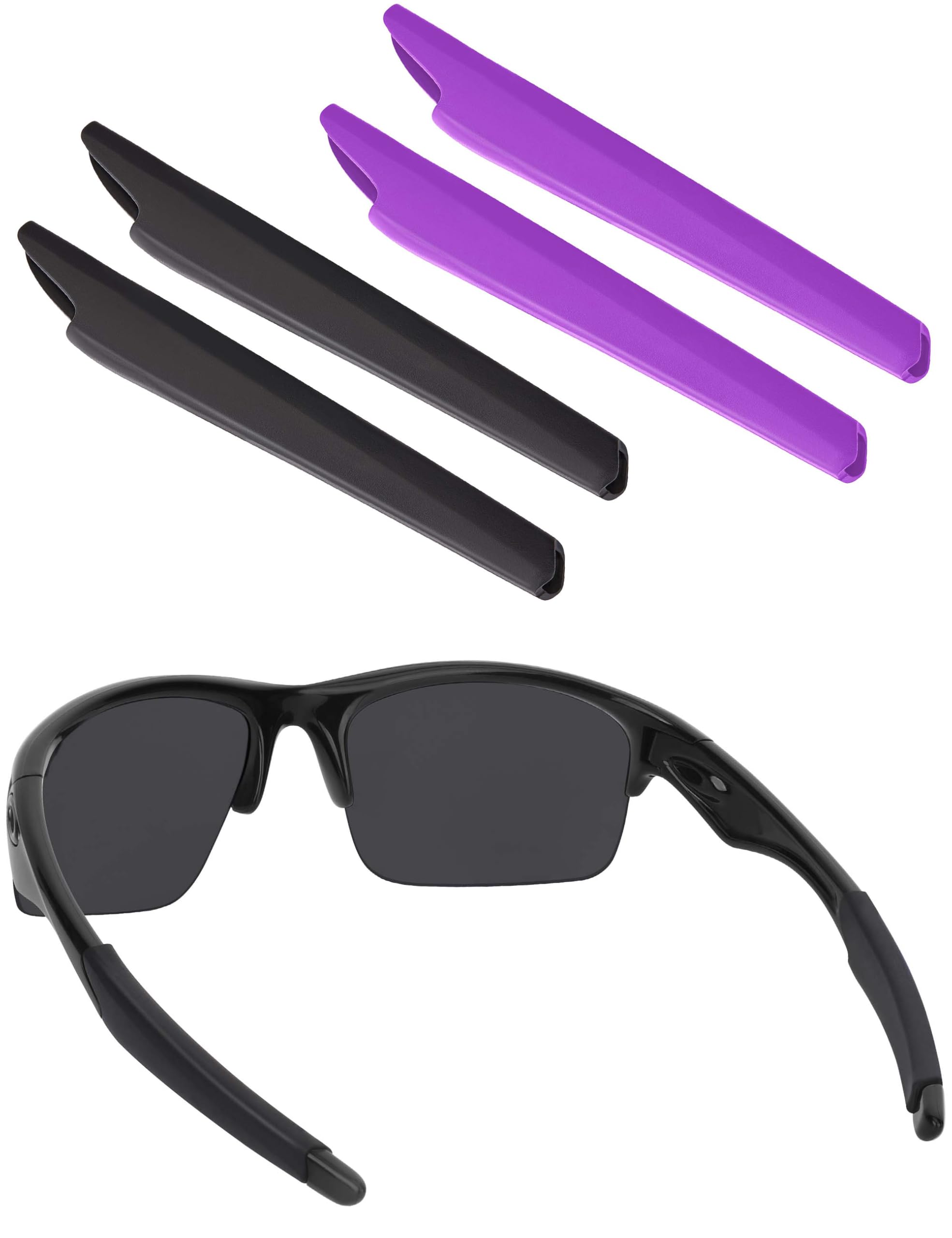 BLAZERBUCK Replacement Temple Sleeves Ear Socks for Oakley Bottle Rocket OO9164 Sunglass - Black + Purple