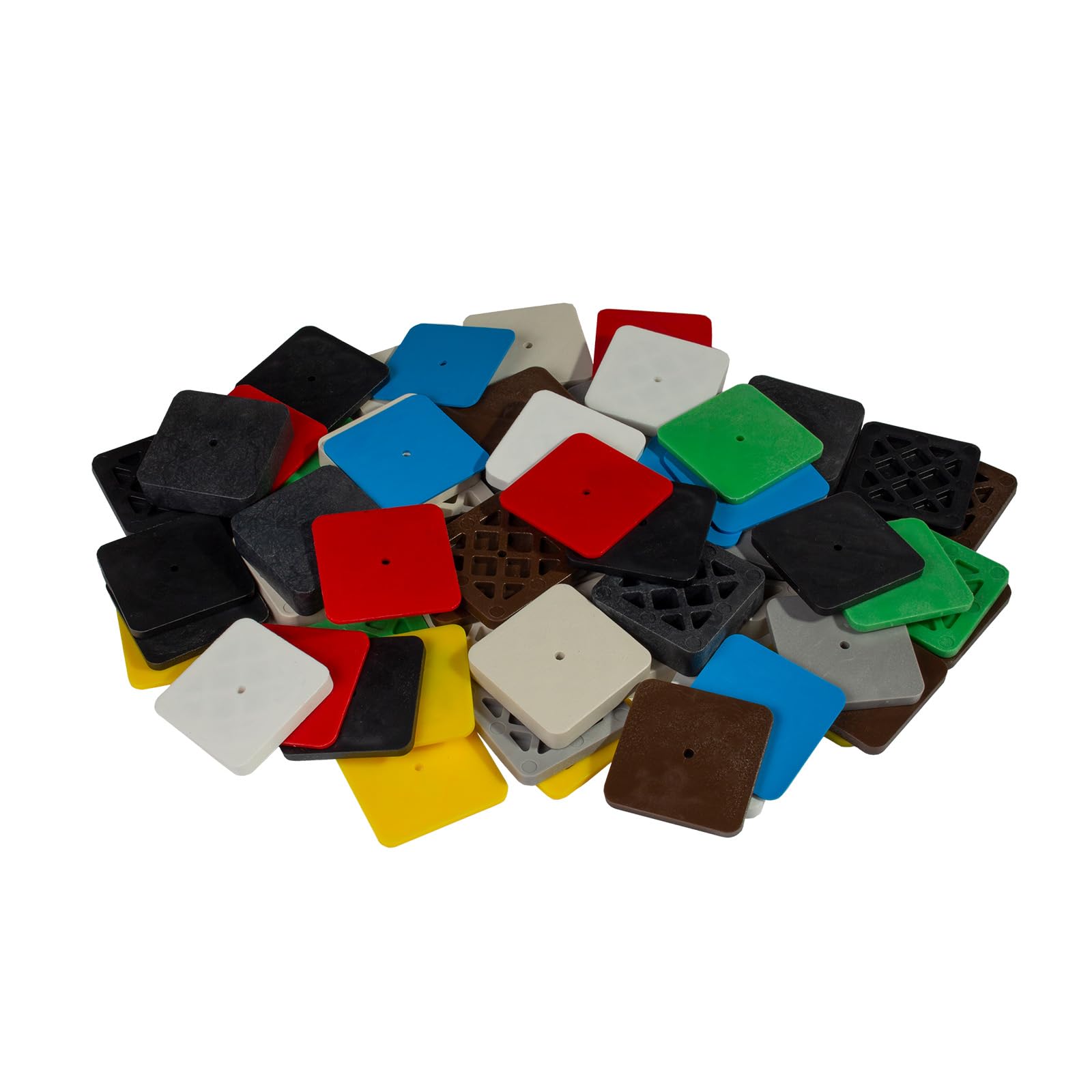 160 x Kunststoff Unterlegplatten 70 x 70 x 2-20 mm Montage Abstandhalter Distanzklotz Plättchen Mix in praktischer wiederverwendbarer Box mit Deckel und Clips
